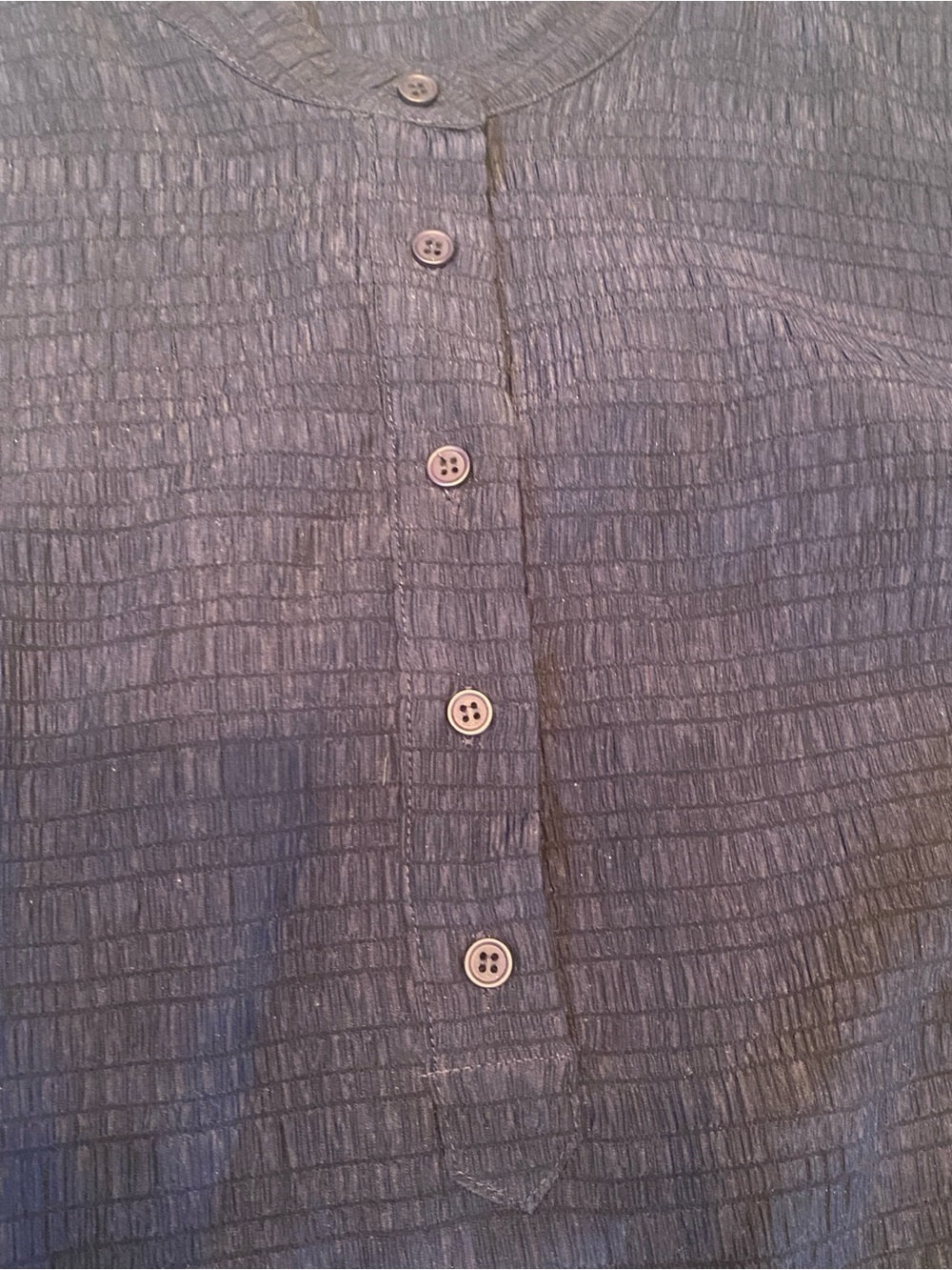 Steve Madden Navy Blue Crinkle Textured Sheer Long Sleeve Mini Shift Dress L - Picture 3 of 8